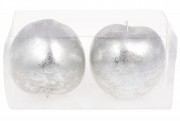 Набор подвесных декоративных Яблок Bon , 10.3см, 2шт, цвет - серебро 130-418