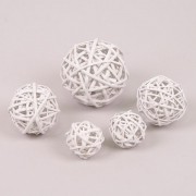 Кульки із лози новорічні білі 5 шт. Флора 25454