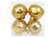 Набір підвісних декоративних Гранатів Bon , 8.5см, 4шт, колір - золото 130-414