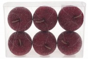 Набір підвісних декоративних Яблук Bon у цукрі, 6см, 6шт, колір - темно-червоний 130-405