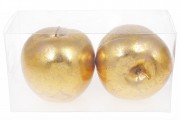 Набор Bon подвесных декоративных Яблок, 10.3см, 2шт, цвет - золото 130-412