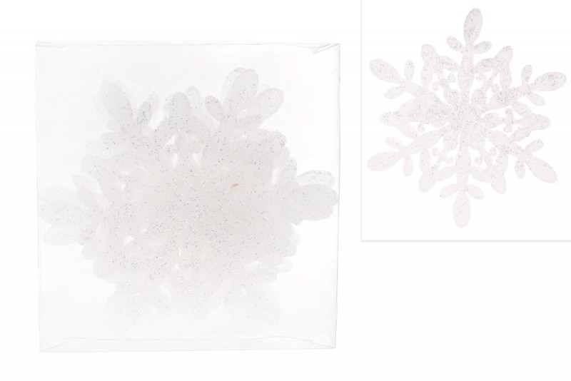 Набір декоративних сніжинок Bon 15см, 4 шт, колір - білий 787-075
