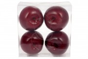 Набір підвісних декоративних Яблук Bon, 8.5см, 4шт, колір - темно-червоний 130-401