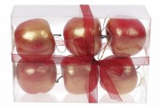 Набір (6 шт) підвісних декоративних яблук Bon, 6.5см, 6шт, колір - червоне золото LD5-204