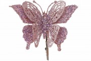 Ялинкова прикраса Bon на кліпсі Метелик, 17см, колір - рожевий 839-424