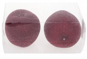 Набір підвісних декоративних Яблук Bon у цукрі, 10.3см, 2шт, колір - темно-червоний 130-408