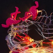 Гирлянда Металл Фламинго 20 LED 5м переходник теплый белый Gonchar