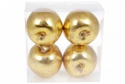Набор подвесных декоративных Яблок Bon , 8.5см, 4шт, цвет - золото 130-411