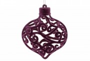 Елочное украшение Ажурное сердце Bon 10см, цвет - темно-фиолетовый велюр 113-704