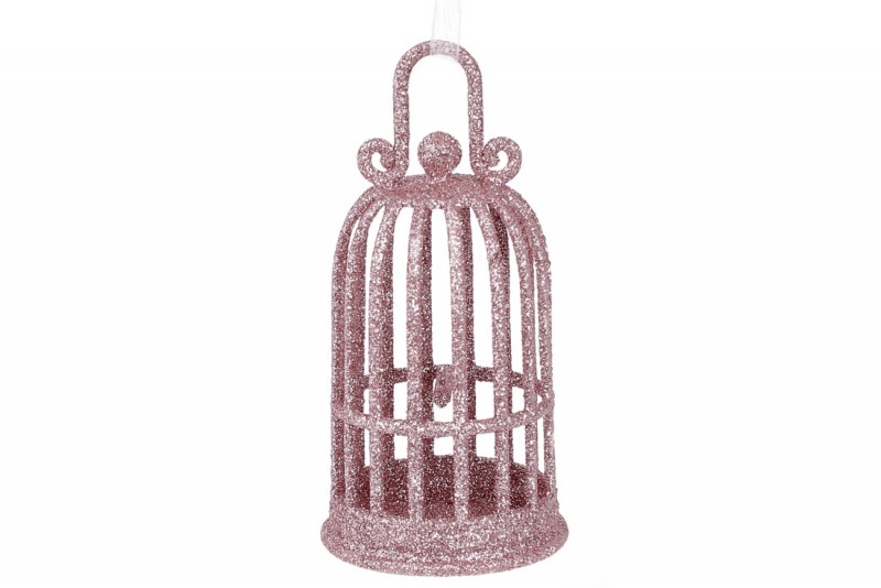 Елочное украшение Bon Клетка 17см, цвет - розовый 788-901