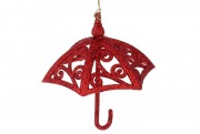 Ялинкова прикраса Bon Ажурна парасолька 11см, колір - червоний 788-894