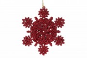Ялинкова прикраса Bon Сніжинка 11см, колір - червоний 788-481