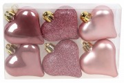 Набор елочных украшений Bon Сердца 6см, цвет - розовый бархат, 6шт 147-247