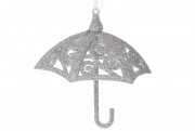 Ялинкова прикраса Bon Ажурна парасолька 11см, колір - срібло 788-897