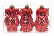 Набор елочных украшений Bon (3шт) Сова 8см цвет - красный 147-500