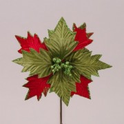 Цветок новогодний Пуансетия зелено-красный Флора 75718