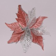 Цветок новогодний Пуансетия розово-серебряный Flora 75342