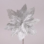 Цветок новогодний Пуансетия серебряный Flora 75350