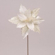 Цветок новогодний Пуансетия бело-золотой Флора 75732