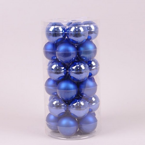 Шарики стеклянные 5,7 см. синие (30 шт.) Flora 44506