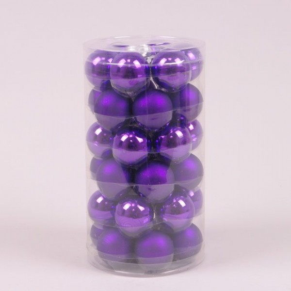 Кульки скляні 3,8 см. фіолетові (36 шт.) Flora 44503