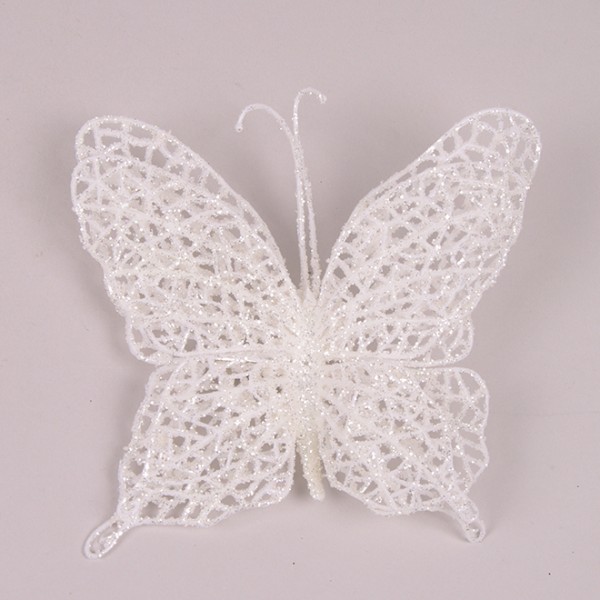 Метелик на прищіпці білий Flora 12шт/уп 75611