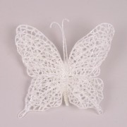 Бабочка на прищепке белая Flora 12шт/уп 75611