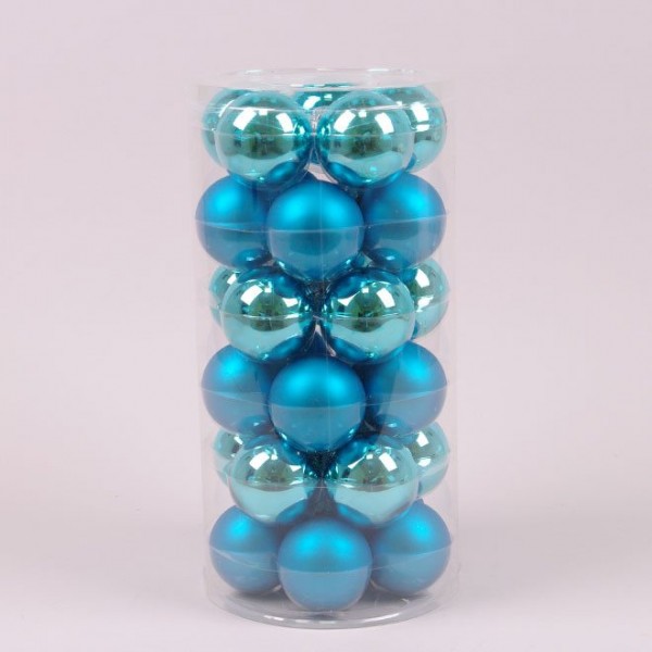 Кульки скляні 5,7 см. бірюзові (30 шт.) Flora 44507
