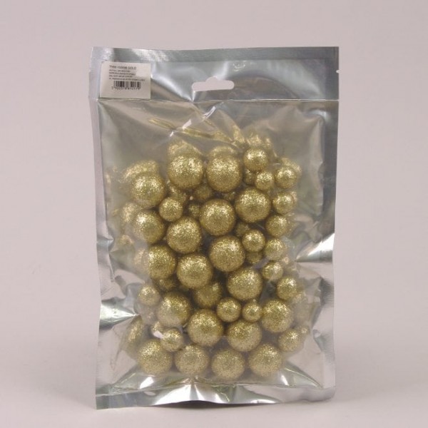 Кульки із пінопласту золоті D-15-20-30 мм. (60 шт. в упаковці) Flora 44458