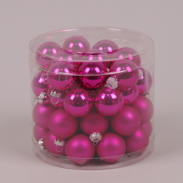 Кульки скляні 3 см. фуксія (45 шт.) Flora 44500