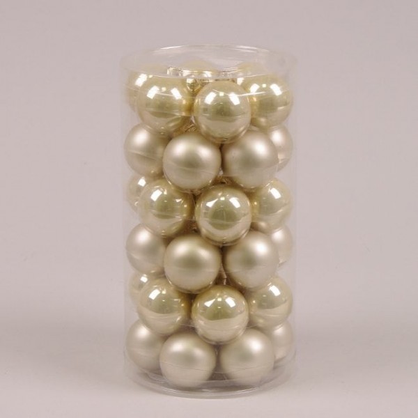 Кульки скляні 3,8 см. золото-шампань (36 шт.) Flora 44502