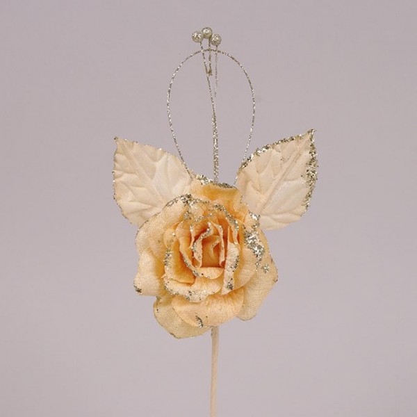 Цветок новогодний Роза бежевый Flora 75523