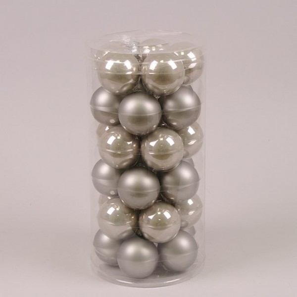 Кульки скляні 5,7 см. сірі (30 шт.) Flora 44508