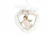 Декоративная подвесная фигурка Ангел, 14см, цвет - белый с розовым Bon 890-141