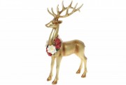 Декоративная статуэтка Олень с ожерельем из цветов 35 см, цвет - золото Bon 837-181