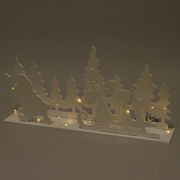 Декорация новогодняя деревянная с LED подсветкой Flora 31002