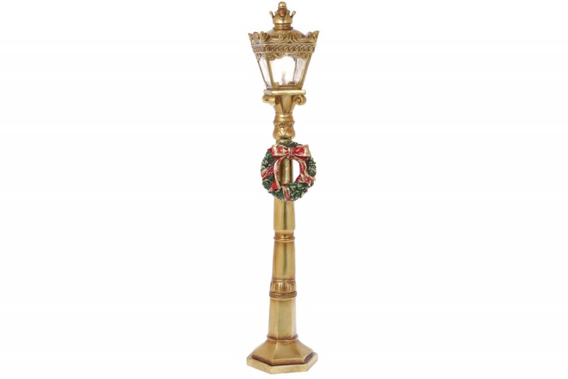 Декоративный Фонарь Рождественский с подсветкой на батарейках (2хААА) 60см золото Bon 837-185