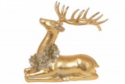 Декоративная статуэтка Золотой Олень с ожерельем из цветов 22 см, цвет - золото Bon 837-149