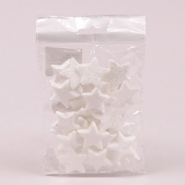Звездочки из пенопласта белые D-35 мм. (40 шт. в упаковке) Flora 44463