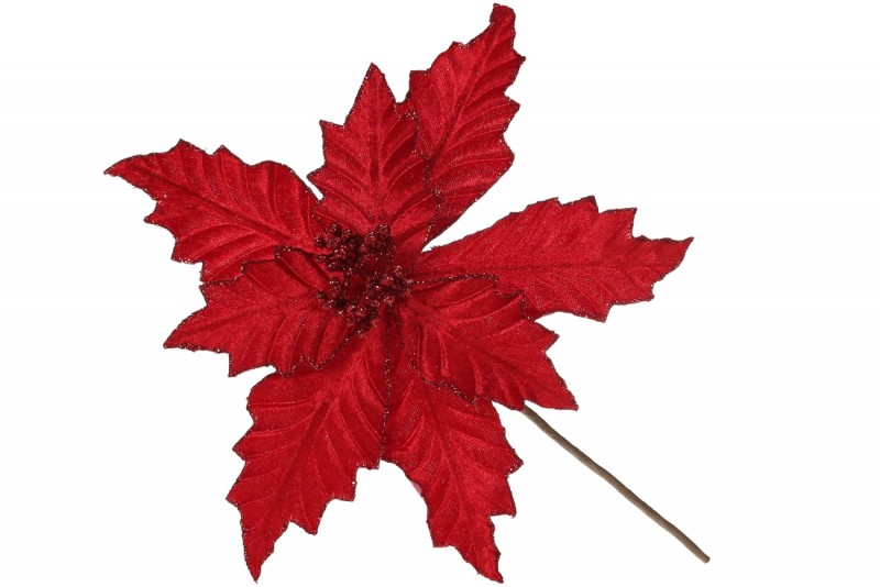 Декоративна квітка Пуансетія 24см, колір - червоний Bon 807-021