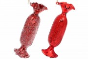 Набір ялинкова прикраса Bon Цукерка 2 шт, 12см, глянець та лід, колір - червоний антик NY15-991