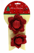 Набор елочных украшений Bon (2шт) Цветы 11см, цвет - красный 145-272