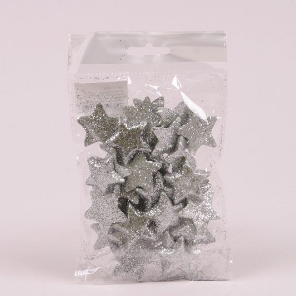 Зірочки із пінопласту срібні D-35 мм. (40 шт. в упаковці) Flora 44462