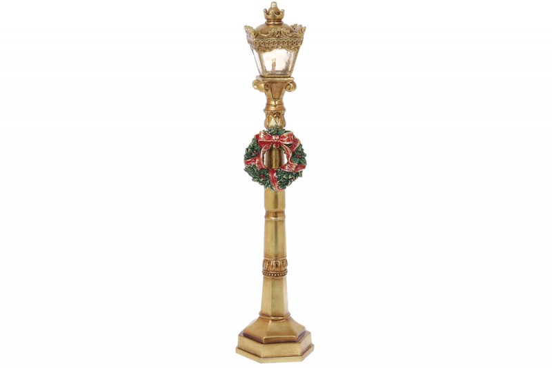 Декоративный Фонарь Рождественский с подсветкой на батарейках (2хААА) 49см золото Bon 837-184