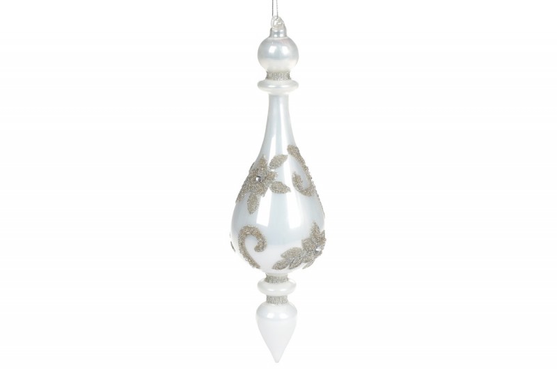 Ялинкова фігурна прикраса Bon з декором у кольорі шампань, 25см, колір - перловий білий 874-191