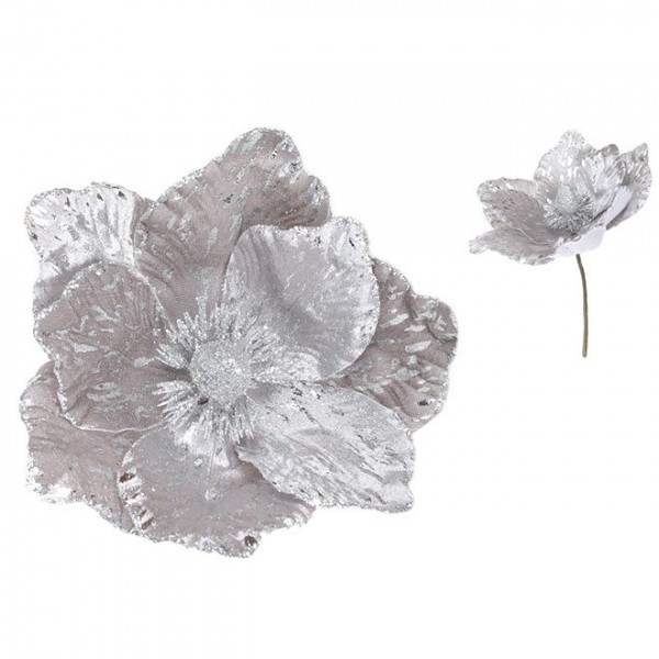 Квітка новорічна Магнолія сірий Flora 12688