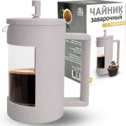 Заварювальний чайник з поршнем SNT 800мл (еко пластик+ боросилікатне, зміцнене скло) 9151