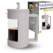 Заварювальний чайник з поршнем SNT 600мл (еко пластик+ боросилікатне, зміцнене скло) 9150