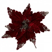 Цветок новогодний Пуансетия бордовый Flora 12706