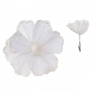Цветок новогодний Магнолия на прищепке белый Flora 12679